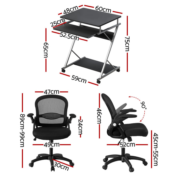 Office Chair & Desk Set With Keyboard Shelf