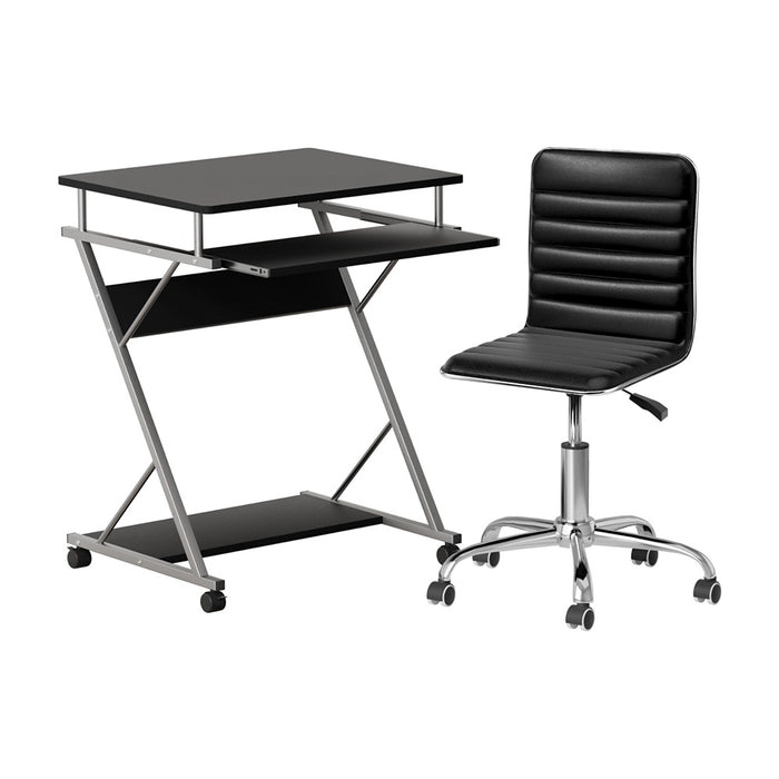 Z Shaped Office Chair Desk with Keyboard Shelf