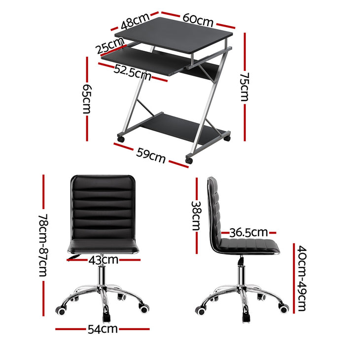 Z Shaped Office Chair Desk with Keyboard Shelf