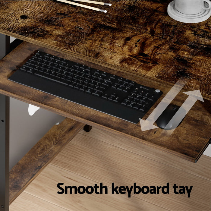 Computer Desk Laptop Desks Home Office Study Table Open Shelf Brown 120Cm