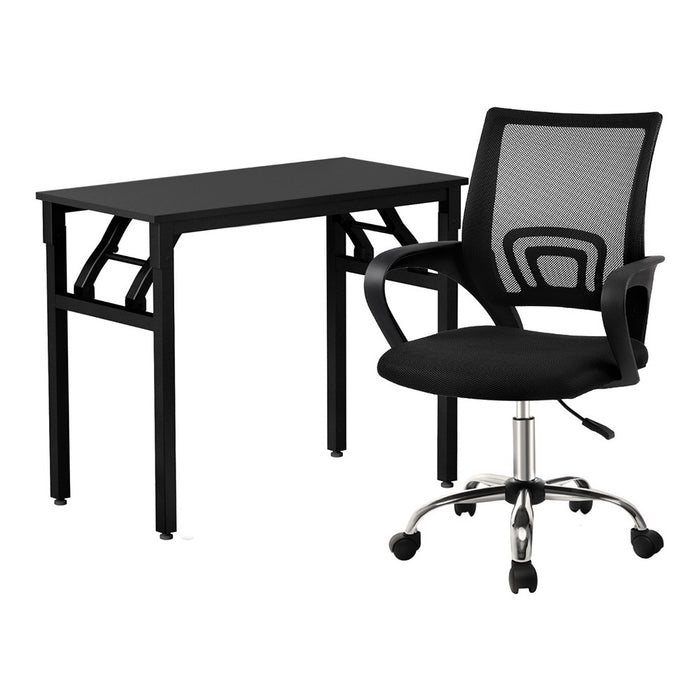 Foldable Mesh Office Chair And Desk Set