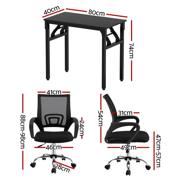 Foldable Mesh Office Chair And Desk Set