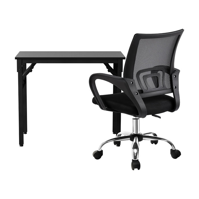 Foldable Mesh Office Chair And Desk Set