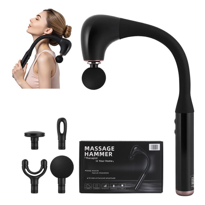 Massage Gun U-Shaped Extended Handle Percussion Massager 4 Heads