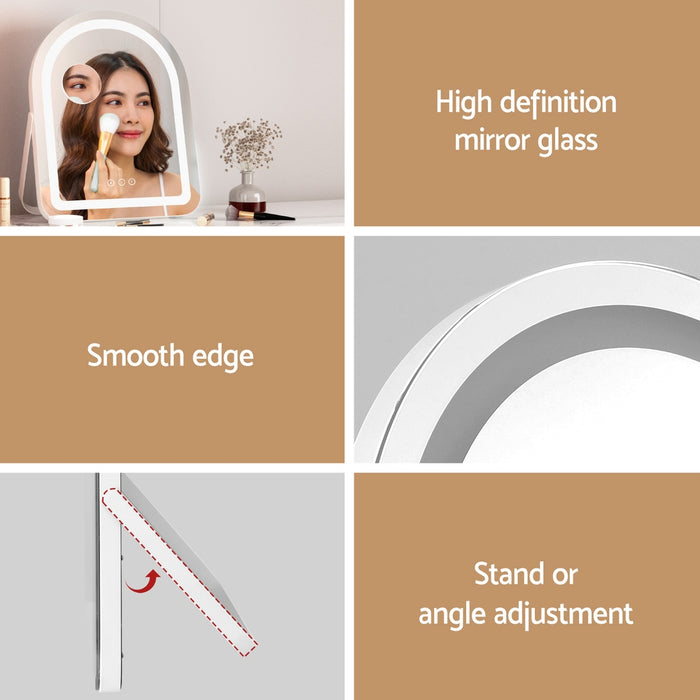 Makeup Mirror 35X45cm Dressing Vanity Led Stripe Light With 5X Magnification Rotation White Arch