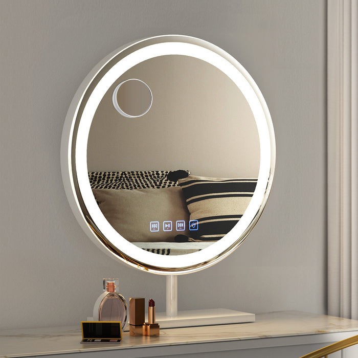 Makeup Mirror 40X40Cm Hollywood Vanity With Led Light Tabletop Round