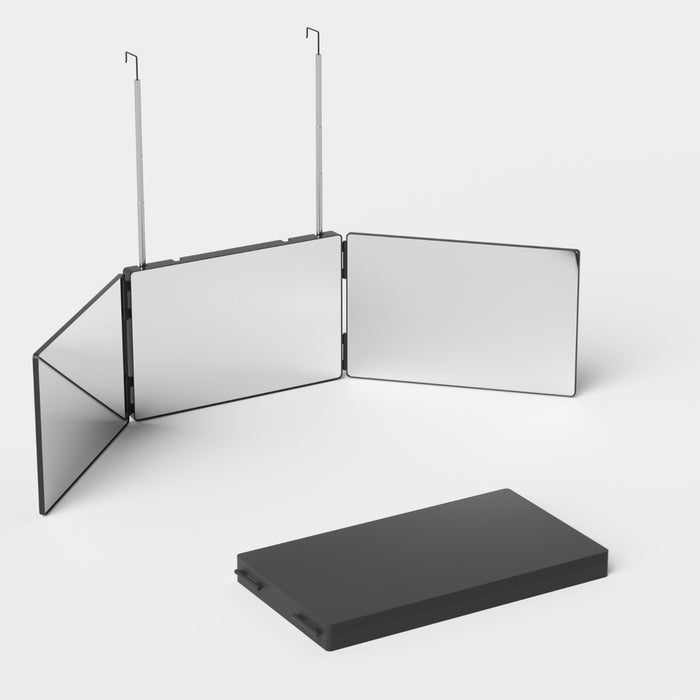 Trifold Mirror Makeup Portable With Height Adjustable 3 Way Telescoping Hook Hair Cutting Styling