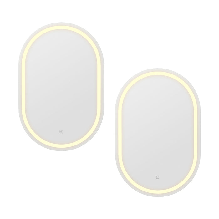 2 Led Wall Mirror With Light 50X75cm Bathroom Decor Oval Mirrors Vanity