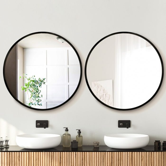 2 Wall Mirror Makeup 90cm Home Decor Framed Mirrors Bathroom Round Black