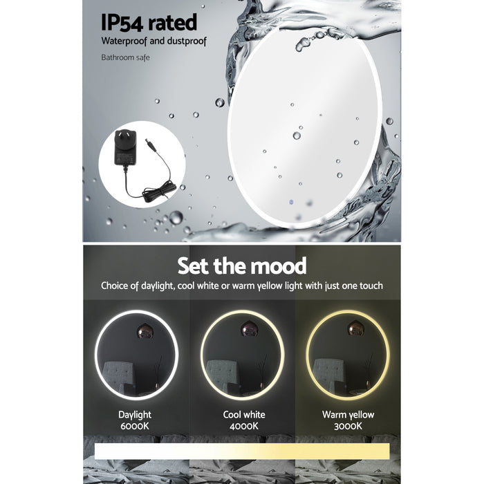 2 Wall Mirror 80cm With Led Light Makeup Home Decor Bathroom Round Vanity