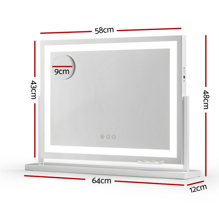 Makeup Mirror 58X46Cm 360 Degree Rotatable Vanity Mirror With Lights Bright Light Strip Adjustable