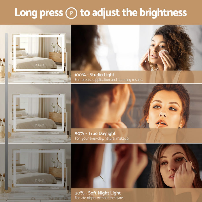 Makeup Mirror 58X46Cm 360 Degree Rotatable Vanity Mirror With Lights Bright Light Strip Adjustable