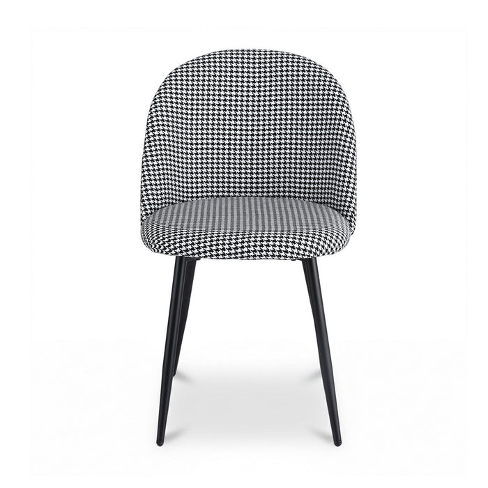 Dining Chairs Set Of 2 Linen Solid Curved Houndstooth