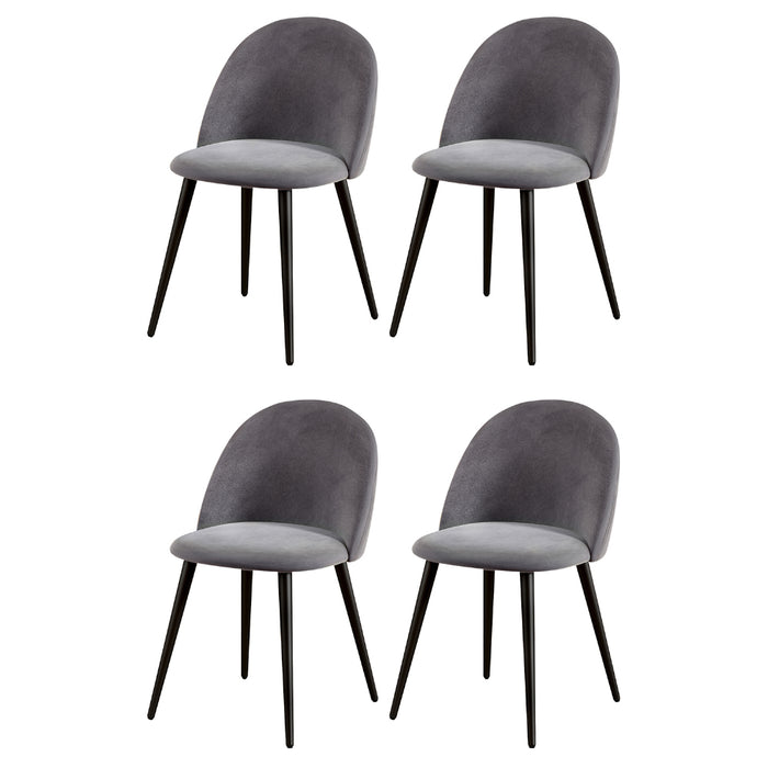 Dining Chairs Set Of 4 Velvet Solid Curved Dark Grey