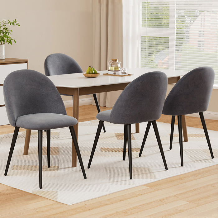 Dining Chairs Set Of 4 Velvet Solid Curved Dark Grey