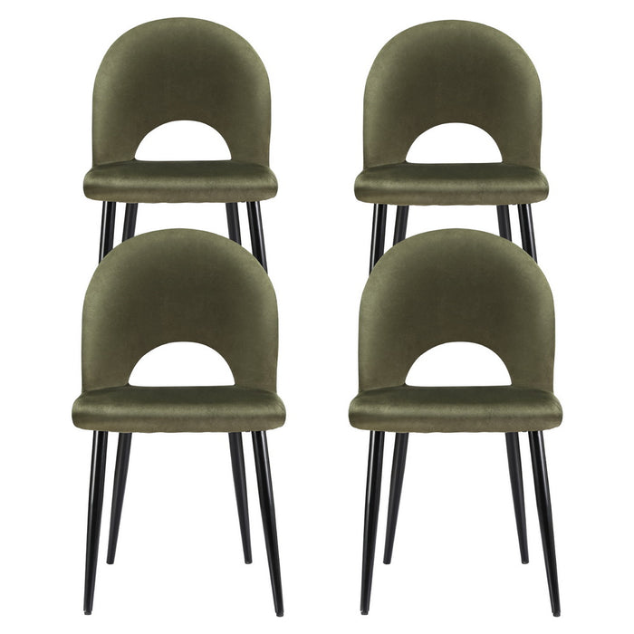 Dining Chairs Set Of 4 Velvet Hollow Green