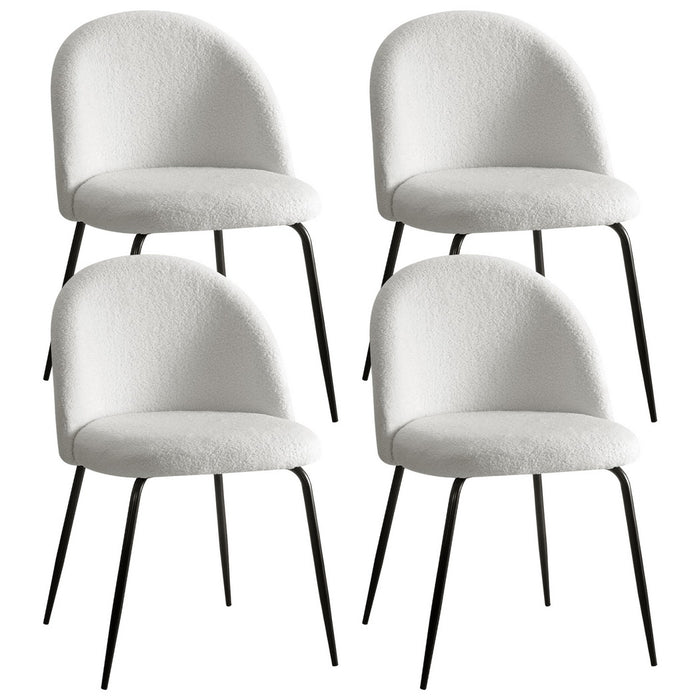 Dining Chairs Set Of 4 Sherpa Boucle White