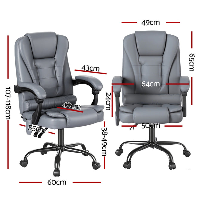 Executive Office Chair 4-Point Massage Adjustable Ergonomic Recline Pu