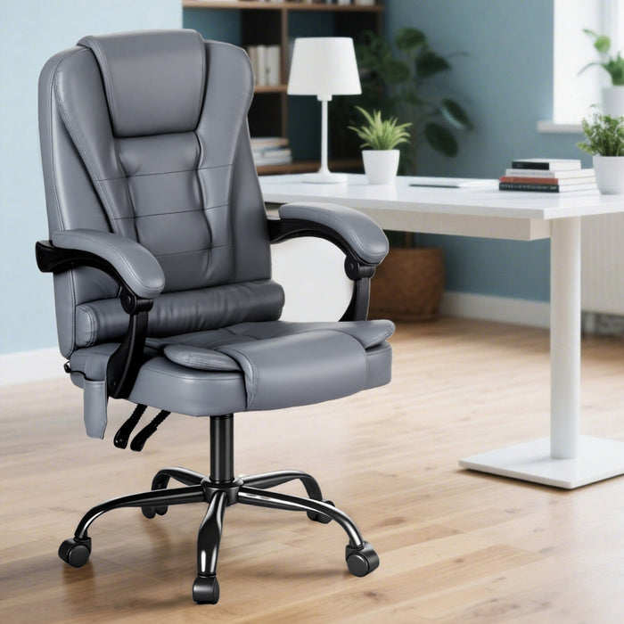 Executive Office Chair 4-Point Massage Adjustable Ergonomic Recline Pu