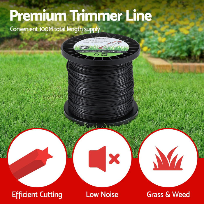 100M Whipper Snipper Trimmer Line 2.4Mm Star Nylon String Cord Black