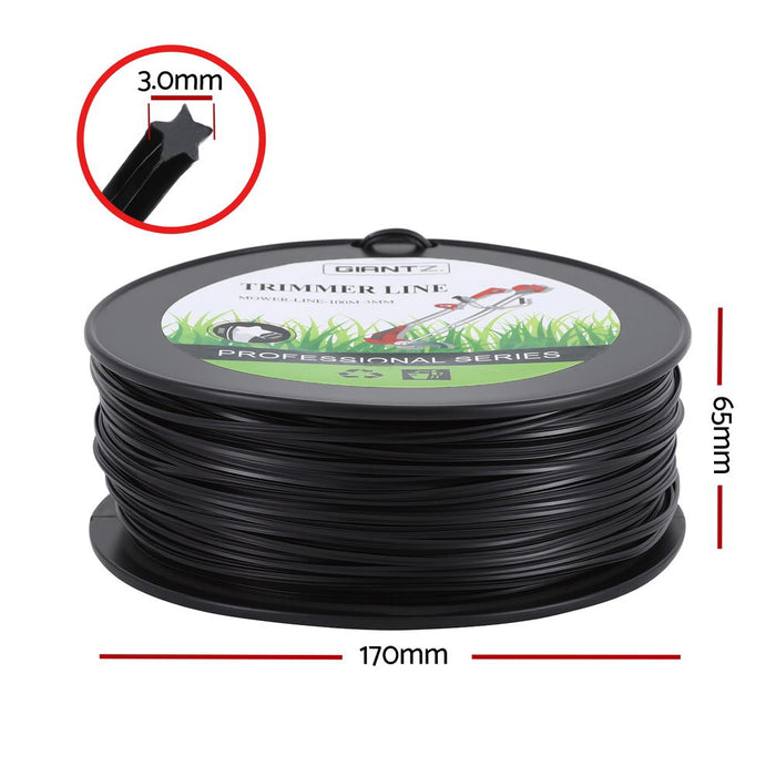 100M Whipper Snipper Trimmer Line 3.0Mm Star Nylon String Cord Black