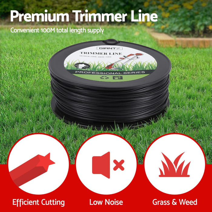 100M Whipper Snipper Trimmer Line 3.0Mm Star Nylon String Cord Black