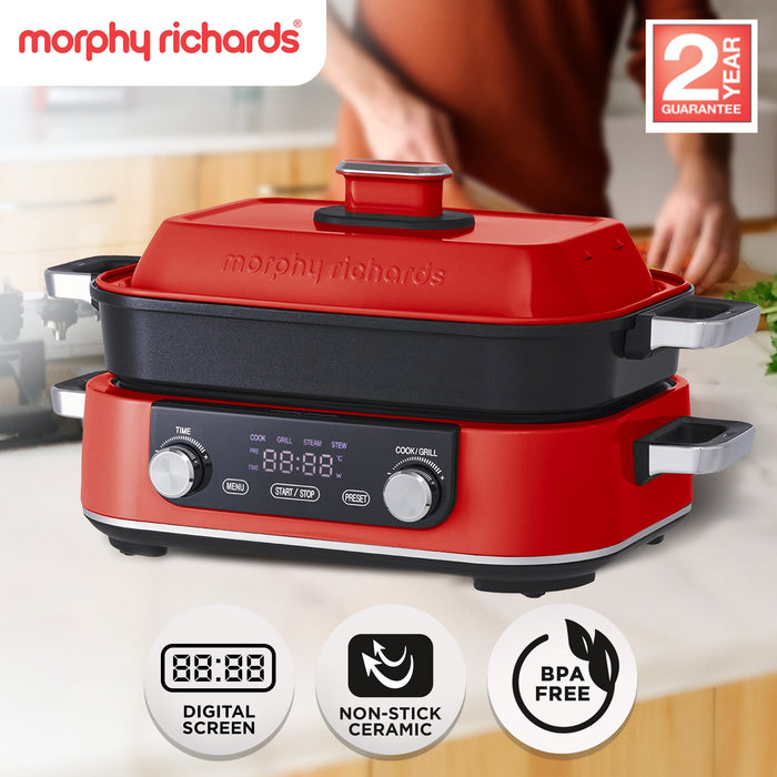 3L Non-Stick Multifunction Electric Cooker Pan In Red