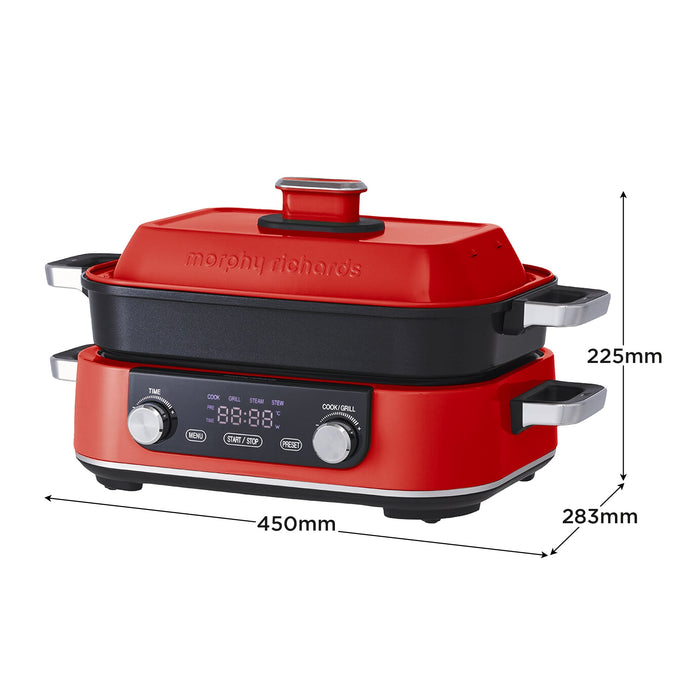 3L Non-Stick Multifunction Electric Cooker Pan In Red