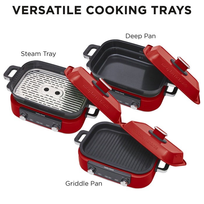 3L Non-Stick Multifunction Electric Cooker Pan In Red