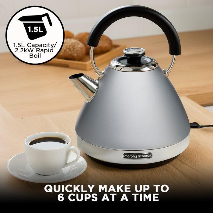 1.5L Venture Collection Pyramid Kettle In Steel Grey