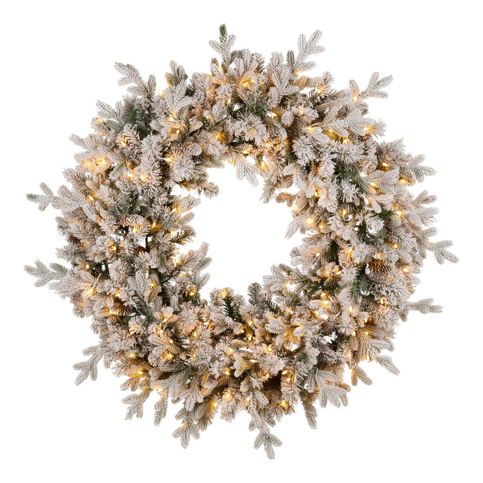 122Cm Snowy Dorchester Pre-Lit Christmas Wreath