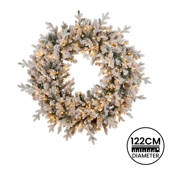 122Cm Snowy Dorchester Pre-Lit Christmas Wreath