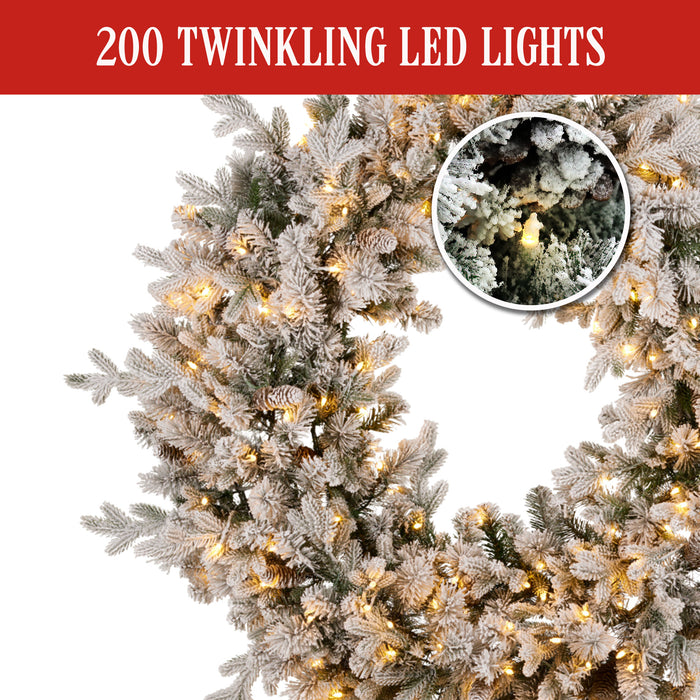 122Cm Snowy Dorchester Pre-Lit Christmas Wreath