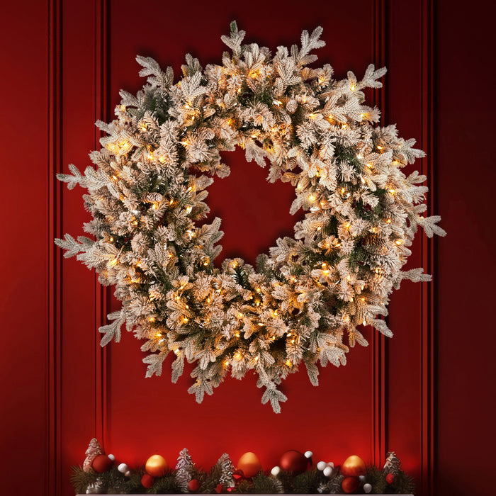 122Cm Snowy Dorchester Pre-Lit Christmas Wreath