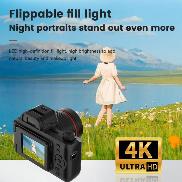 4K Mini Digital Camera For High Definition Selfies Black