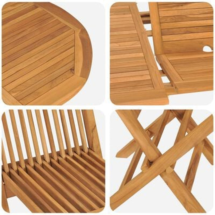 5 Piece Garden Dining Set Solid Wood Teak Topioxn