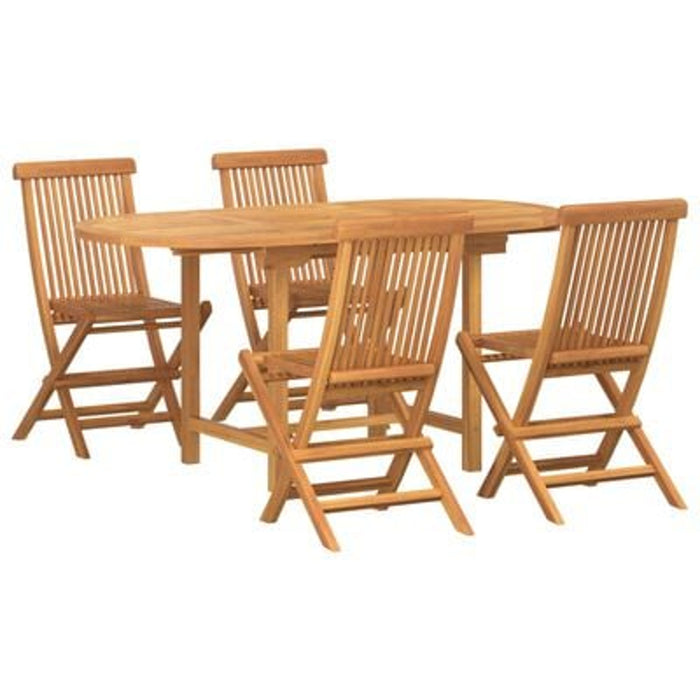 5 Piece Garden Dining Set Solid Wood Teak Topioxn