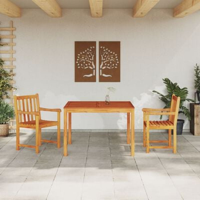 3 Piece Garden Dining Set - Solid Acacia Wood Ttiplap