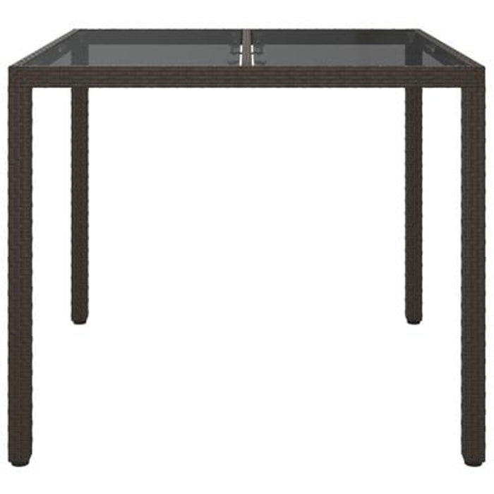 Garden Dining Table Brown 90X90X75 Cm Poly Rattan Tlxptx