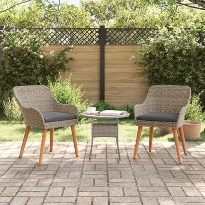 Garden Chairs With Cushions 2 Pcs Black Poly Rattan Axbblxot