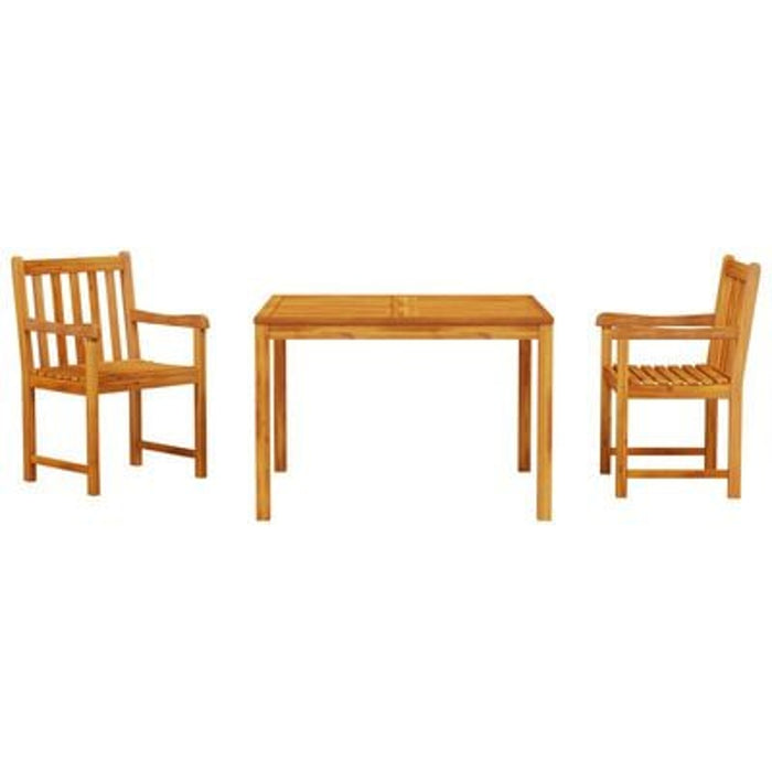 3 Piece Garden Dining Set - Solid Acacia Wood Ttiplap