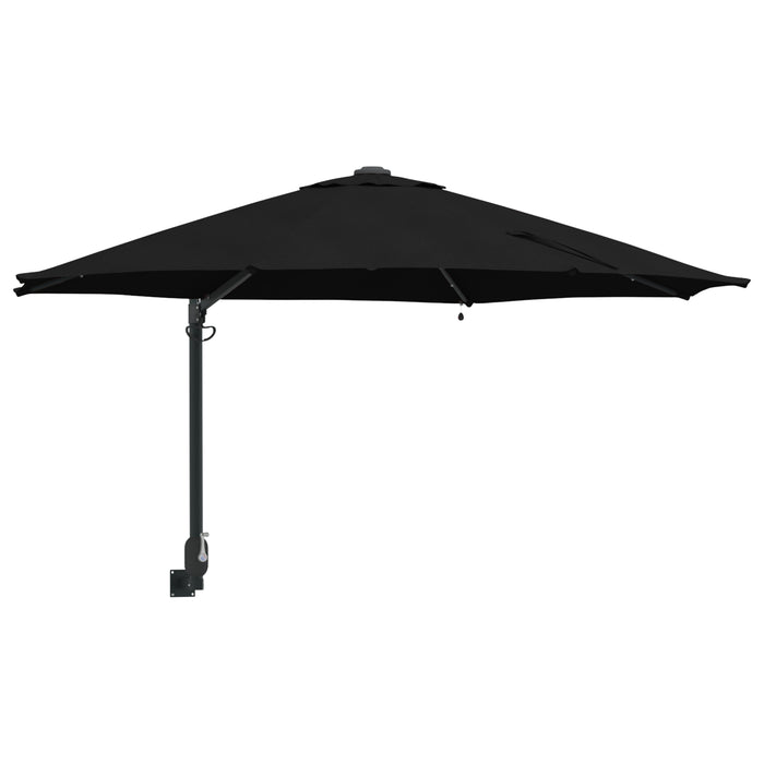 Wall-Mounted Garden Parasol With Leds Black 248 Cm Axbbtxak