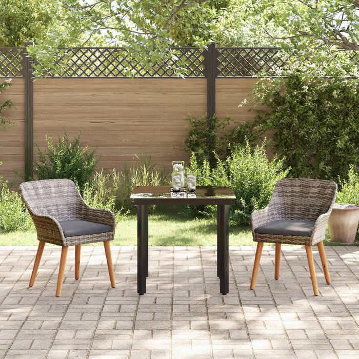3 Piece Garden Dining Set Grey Poly Rattan Txlolna