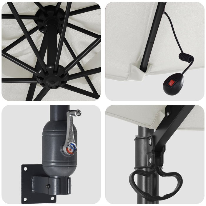 Wall-Mounted Garden Parasol With Leds Sand 248 Cm Axbbtxat