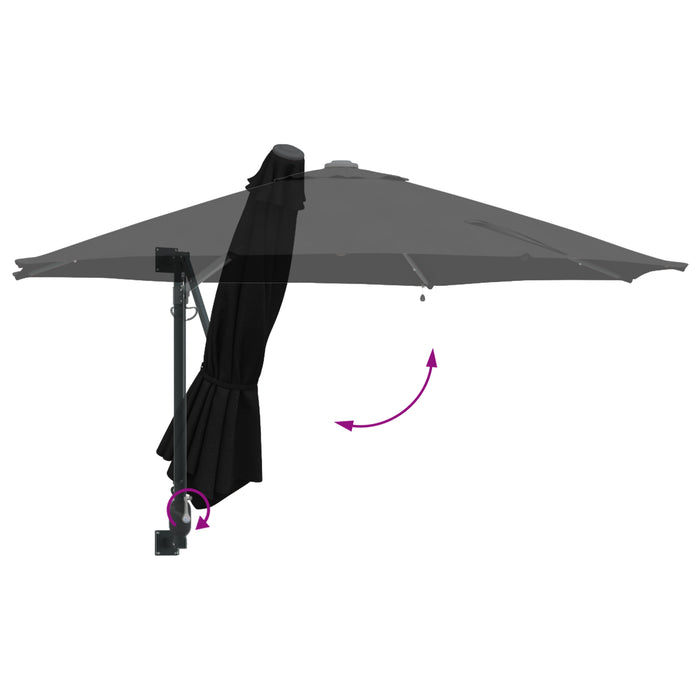 Wall-Mounted Garden Parasol With Leds Black 248 Cm Axbbtxak