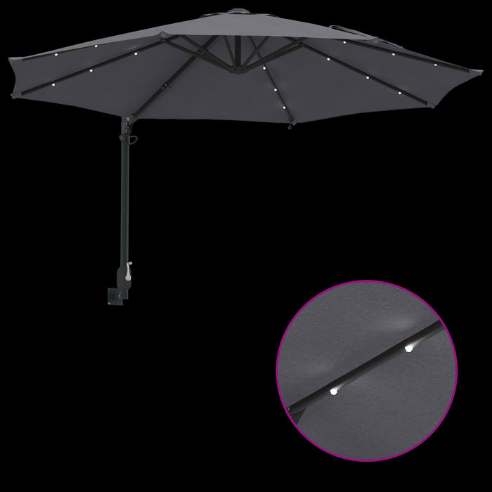 Wall-Mounted Garden Parasol With Leds Anthracite 248 Cm Axbbtxap