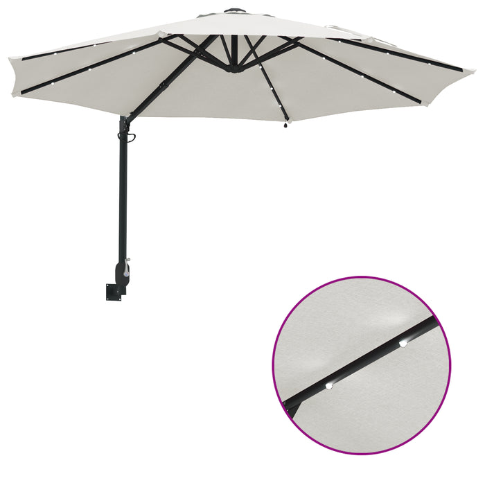 Wall-Mounted Garden Parasol With Leds Sand 248 Cm Axbbtxat
