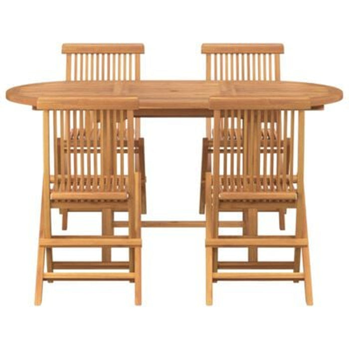 5 Piece Garden Dining Set Solid Wood Teak Topioxn