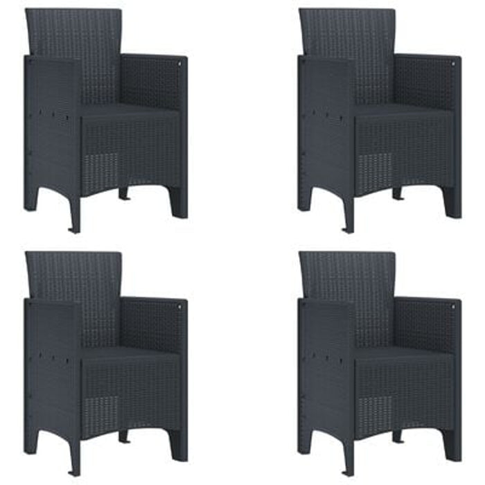 Garden Chairs 4 Pcs Anthracite Poly Rattan Naialn