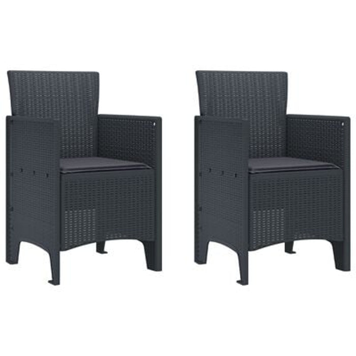 Garden Chairs With Cushions 2 Pcs Anthracite Poly Rattan Naiapo